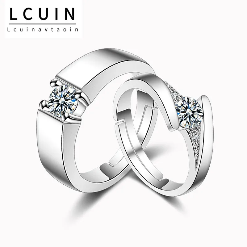 

New Silver Jewelry Zircon Rings Opening Couple Wedding Ring Bridal Christmas Gift For Women Jewelry Engagement Anneau Anillos
