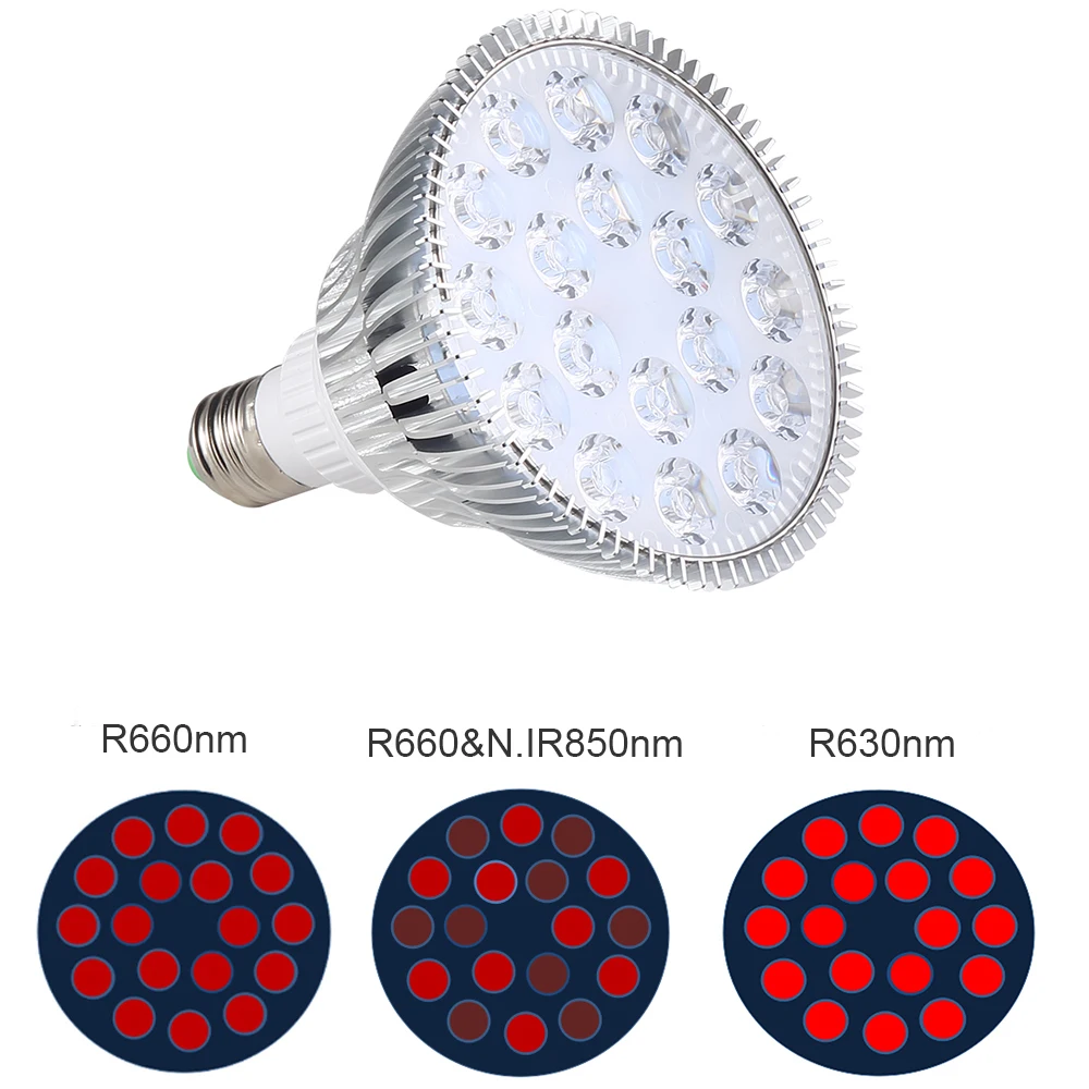 

E27 Red LED Light Bulb 54W 660nm Red Light Therapy Lamp 850nm Infrared LED Light Therapy/ Par38 Grow Bulb
