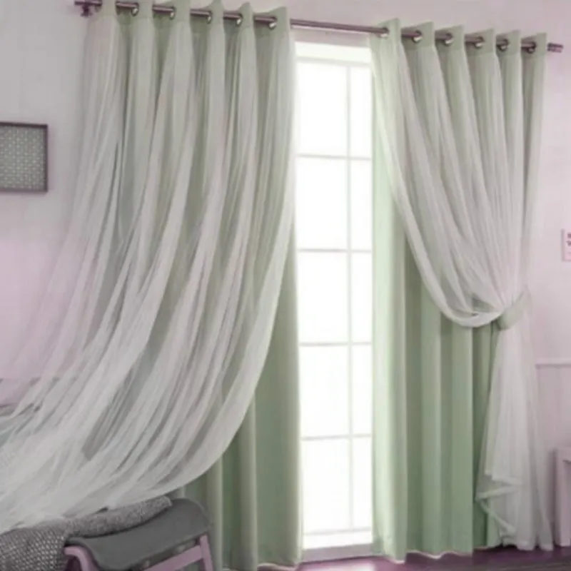Двухслойная Фотоштора для спальни занавеска окна + Тюлевая гостиной драпировка