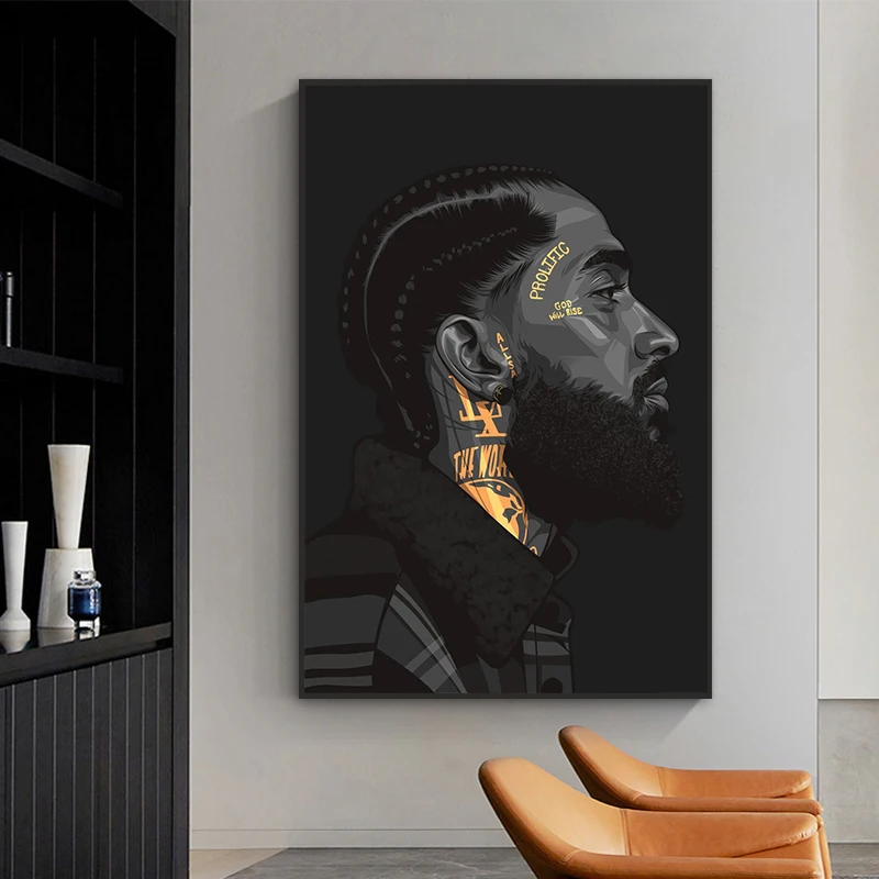 Портрет в стиле хип хоп музыкальный Рэппер певица Nipsey Hussle Художественная печать