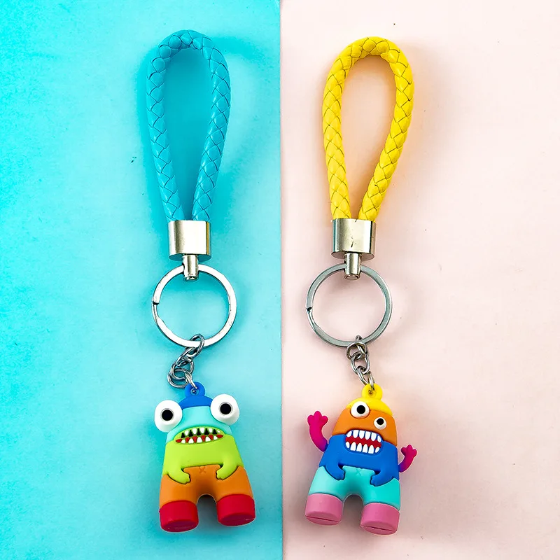 Новый мультяшный монстр PVC мягкий каучуковый брелок для ключей с игровой консолью, модные украшения для рюкзаков и автомобилей.