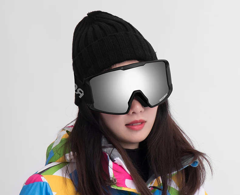 ROCKBROS Анти-туман лыжные очки двухслойные лыжные очки UV400 сноуборд очки PC объектив большая маска лыжные Мужские Женские очки дети