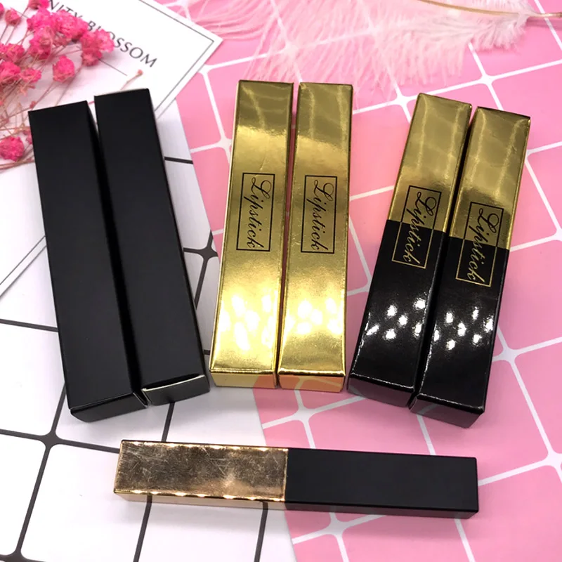 100 stücke-1,8x1,8x10,2 cm Goldene Verpackung Papier Box Eyeliner Lippenstift Mascara Kosmetik Probe Geschenk Kleine boxen