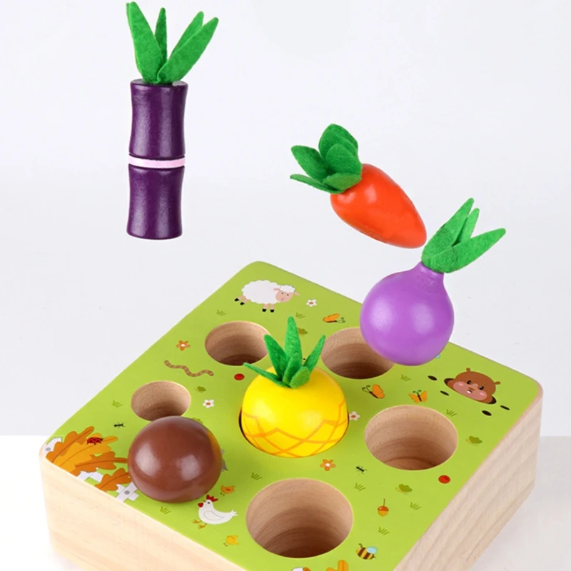 

Montessori Wooden Toys for 1- 2 Year Old Boys and Girls,Vegetables and Fruits