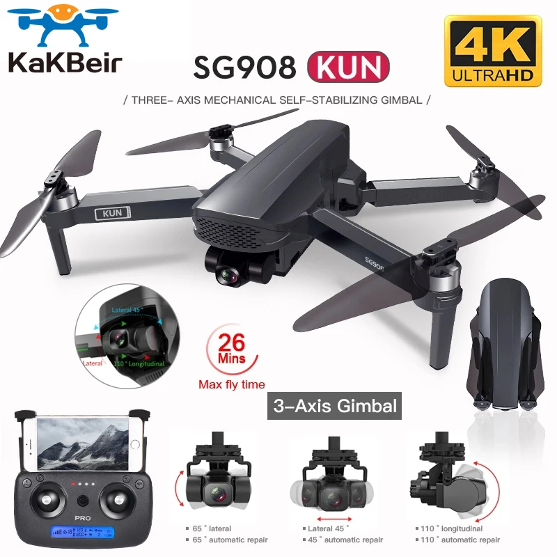 

Квадрокоптер SG908 складной с HD-камерой 4K, Wi-Fi, FPV, 2021 км
