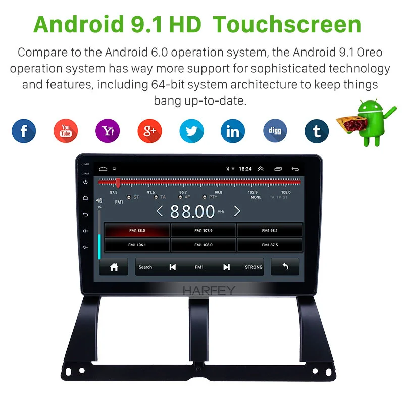 Harfey 9 дюймов Android 1 gps Автомагнитола для Saipa tiba 2014 с Bluetooth AUX wifi Поддержка Carplay TPMS DAB + HD