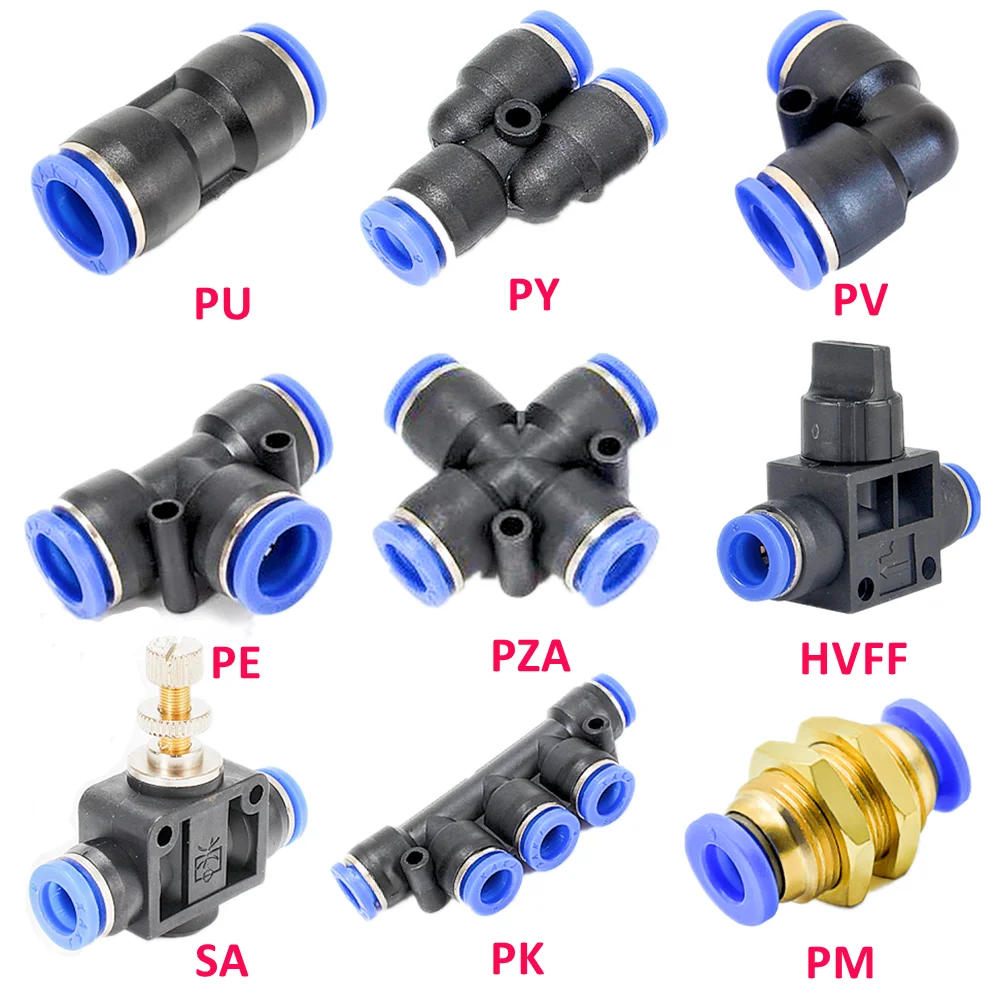 Pneumatic Fitting Pipe Connector Tube Air Quick Fittings Water Push In Hose Couping 4mm 6mm 8mm 10mm 12mm 14mm PU PY PK PE PV SA |