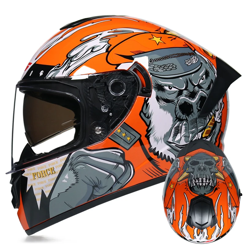 

Full Face Helmet Motorcycle Women Scooter Hard Hat Safety Dual Lens Antifog Casco Bluetooth Lucency Visor Green Bubble Pattern