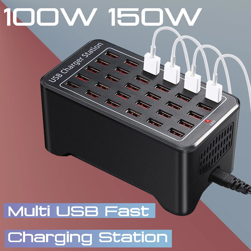 

15 20 25 30 Ports 100W 20A 30A USB Charging Station Multiple USB Charging Hub Desktop Rapid Fast Charger for Mobile Phone Tablet