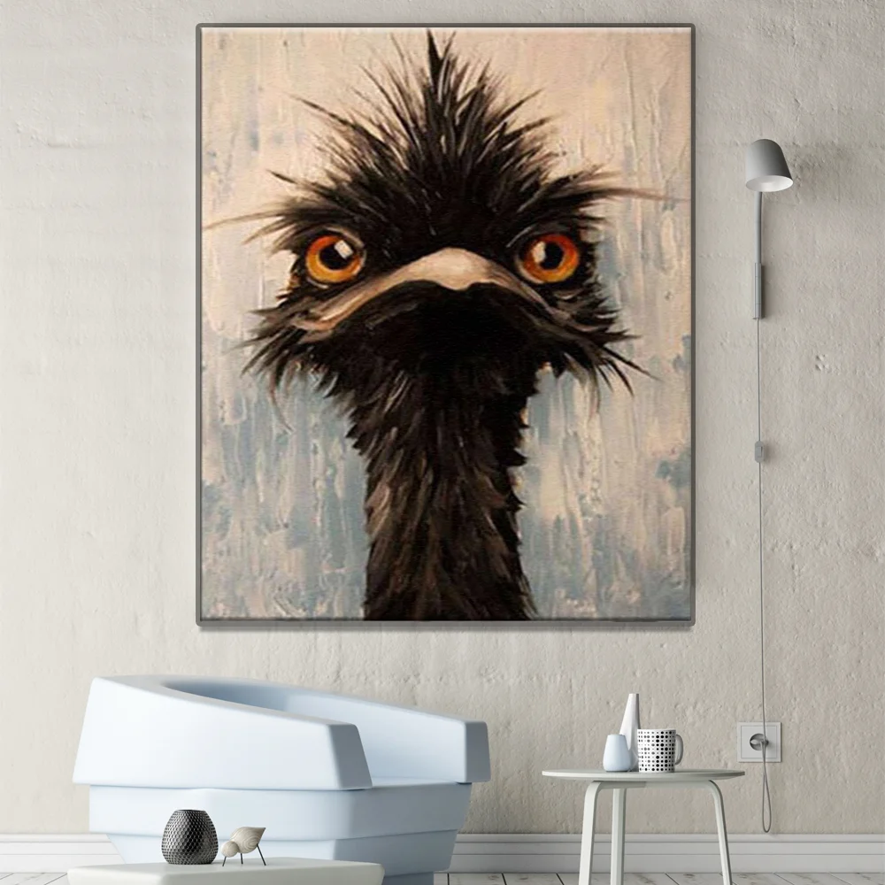 

5D DIY Diamond Painting Cartoon Animal Black Ostrich Diamond Mosaic Full Square Round Diamond Embroidery Home Decor Unique Gift