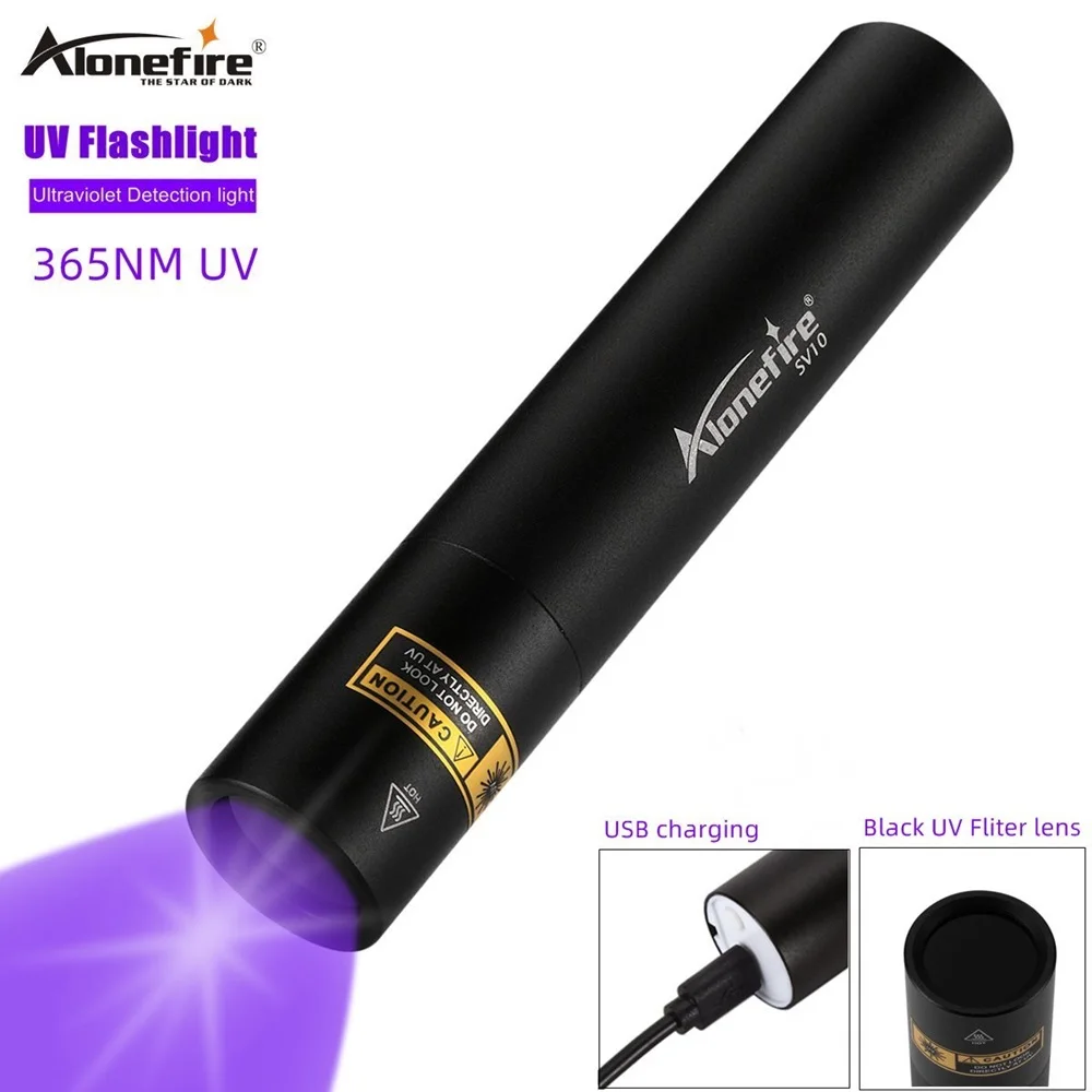Ультрафиолетовый светильник Alonefire SV10 черный с черсветильник Том детектор мочи