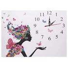 Бабочка Фея алмазная живопись стены часовой набор бесшумное настенное крепление часы DIY QW