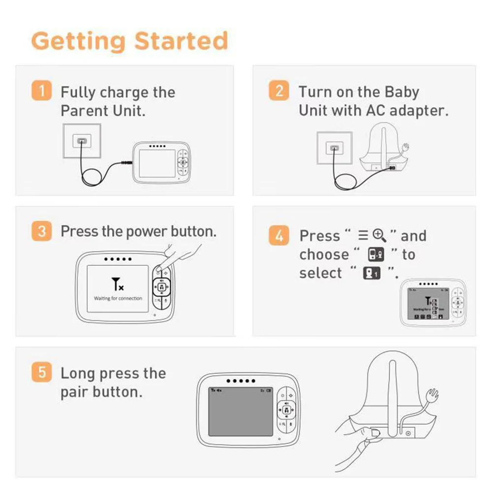

Baby Monitor Set 3.5 Inch Infrared Night Vision with Lullaby Wireless Video Baby Monitor Pan-Tilt-Zoom Security Camera