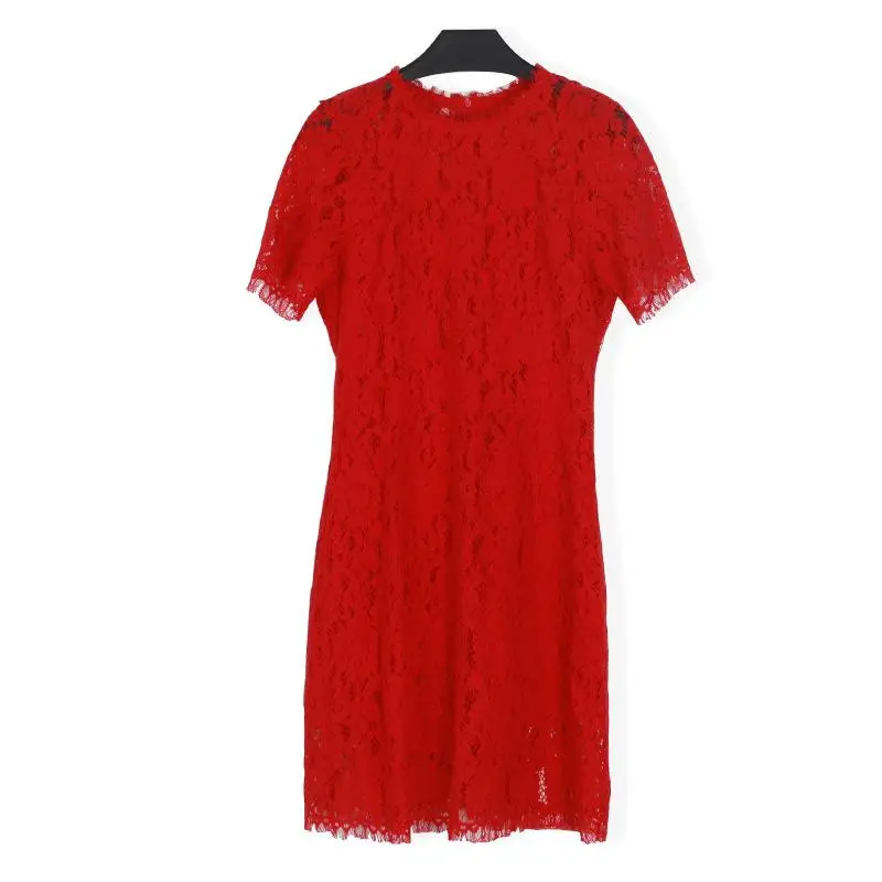 

ICHOIX New arrived Fashion Dresses Fat Hollow Eyelash Lace Dresses Summer Tide Plus SIze L- 5XL Dress