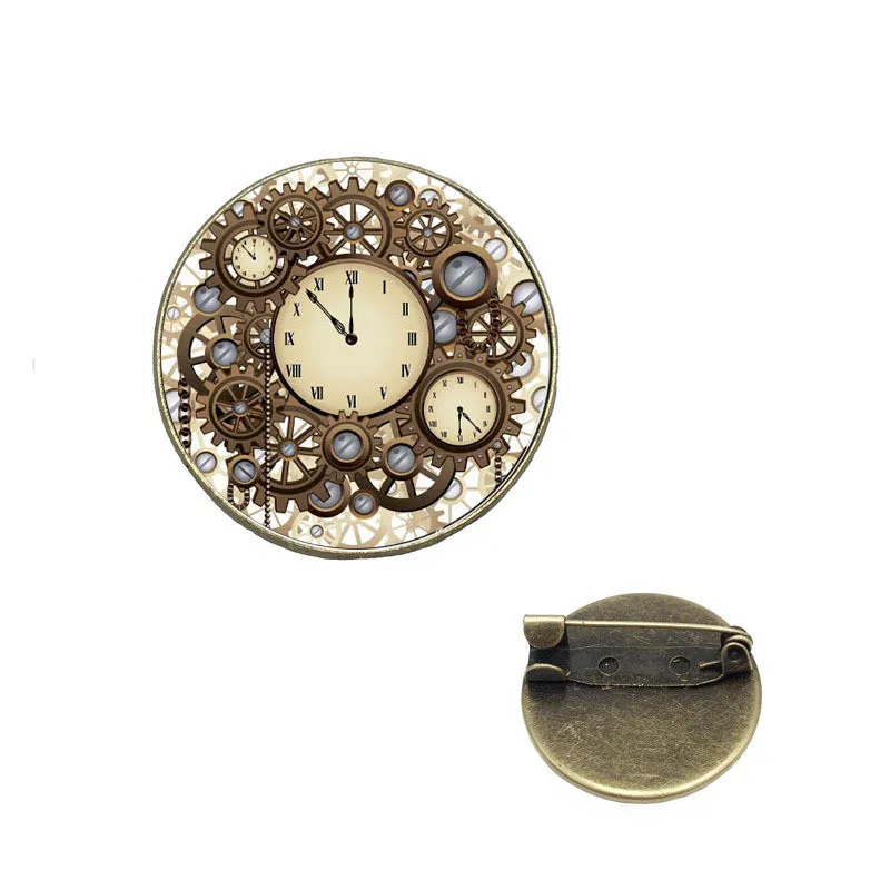 Стимпанк готические часы в стиле панк детали шестеренки стеклянный воротник