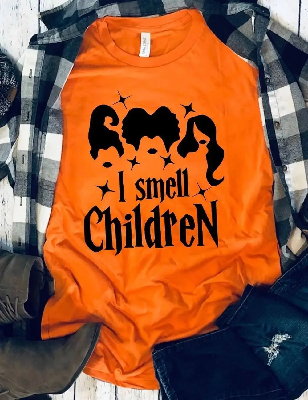 

Three witches pattern letter print crew neck short sleeve T-shirt