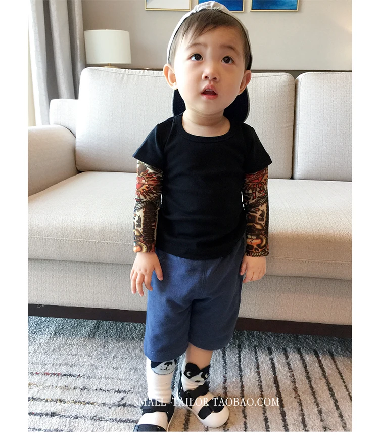 2021 летняя одежда для новорожденных маленьких мальчиков татуировки с принтом