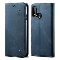shockproof case denim leather solid wallet funda for huawei p smart 2020 flip case luxury card slot cover shell p smart2020 capa