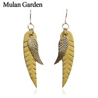 mg trendy angel wing dangle earrings leather for women feather statement earrings fashion jewelry women accessories wholesale