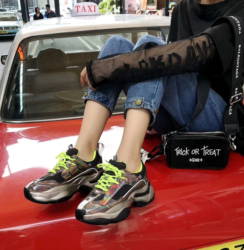 Женские кроссовки Bing весенние из искусственной кожи на платформе со