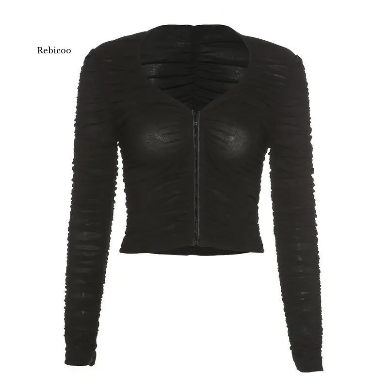 

Spring Women's Long-Sleeved V-Neck Single-Breasted T-Shirt Girls Tight Lace T-Shirt Ladies Street Style Sexy Top Woman T-Shirt