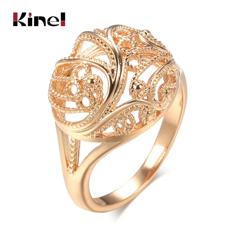 Кинели горячие модные уникальные женские кольца 585 из розового золота с выбитым