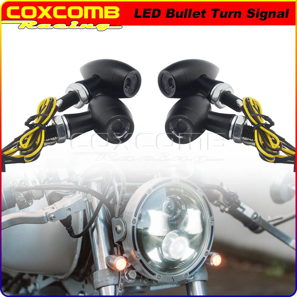 

4x/2x 8mm LED Bullet Turn Signal Tail Blinker Light Front Indicator Flasher Retro Rear Flasher Lamp for Cafe Racer Scrambler