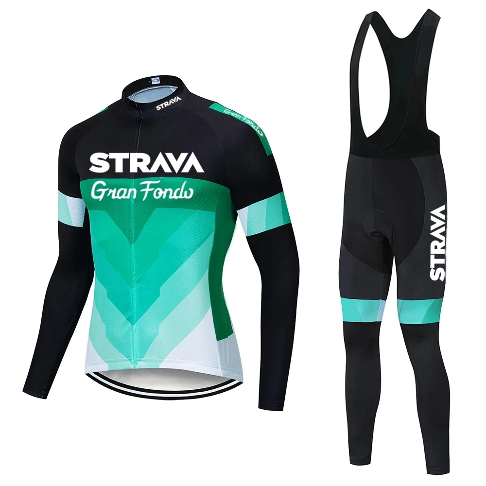 

STRAVA-Conjunto de jersey de ciclismo de manga larga para hombre, ropa de ciclismo de montaña, uniforme, 2021