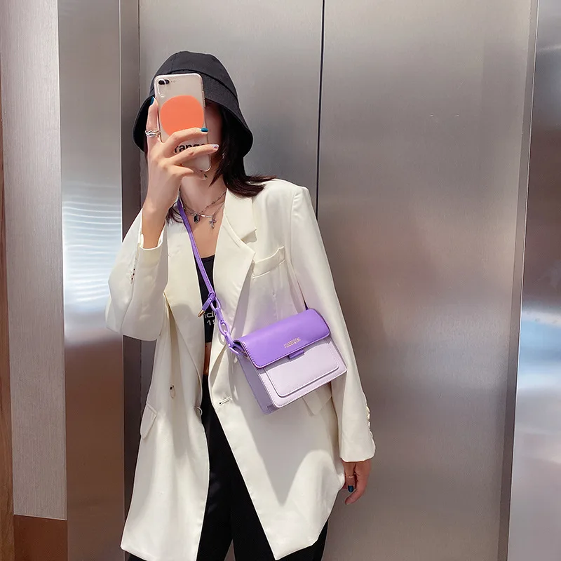 

Новинка 2020, популярная женская универсальная маленькая квадратная сумка на одно плечо в Корейском стиле, модные простые многофункциональн...