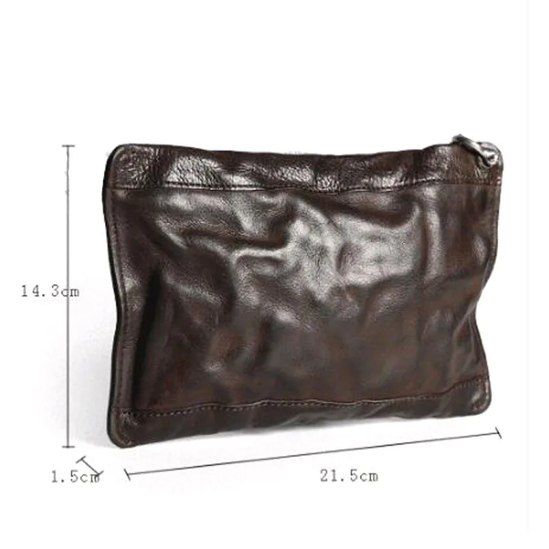 AETOO Original retro wrinkled long wallet zipper clutch bag leather first layer cowhide old rub color flow |