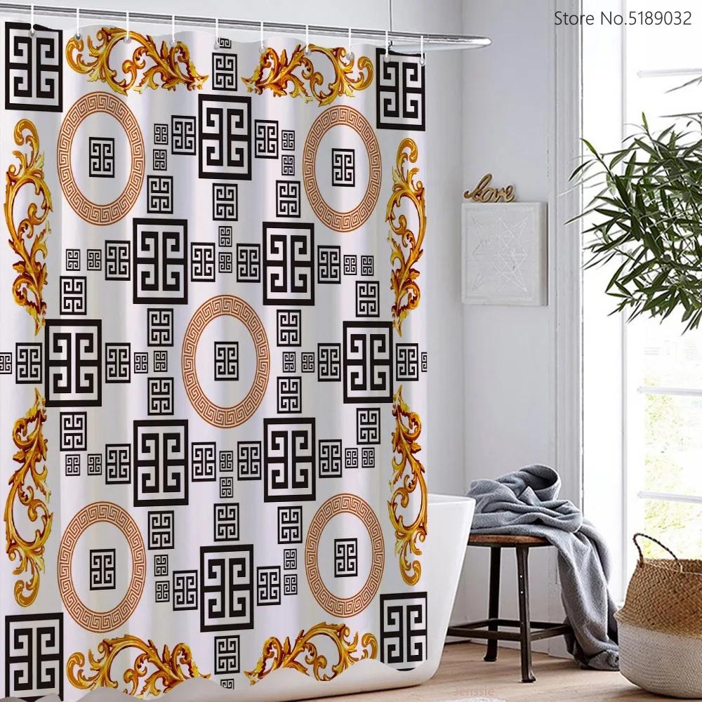 

Ретро занавеска для ванной с Бесплатные Крючки 3D роскошный цветочный принт занавеска для ванной из водонепроницаемого полиэстера