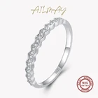 Ailmay модное кольцо на палец из натурального серебра 925 пробы с прозрачным цирконием для женщин и девушек милые аксессуары модные ювелирные изделия