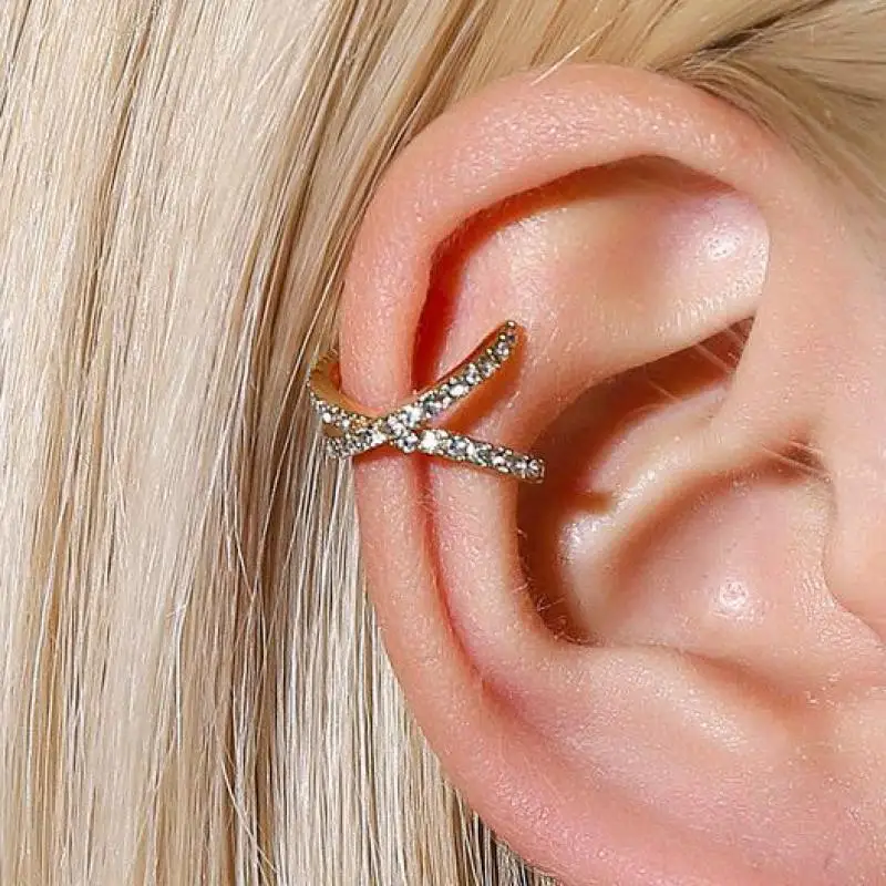 Циркониевый зажим серьги геометрической формы в форме Креста для женщин с