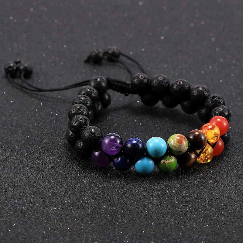 8 мм женский и мужской браслет из натурального камня 7 чакр целебный баланс 2 слоя