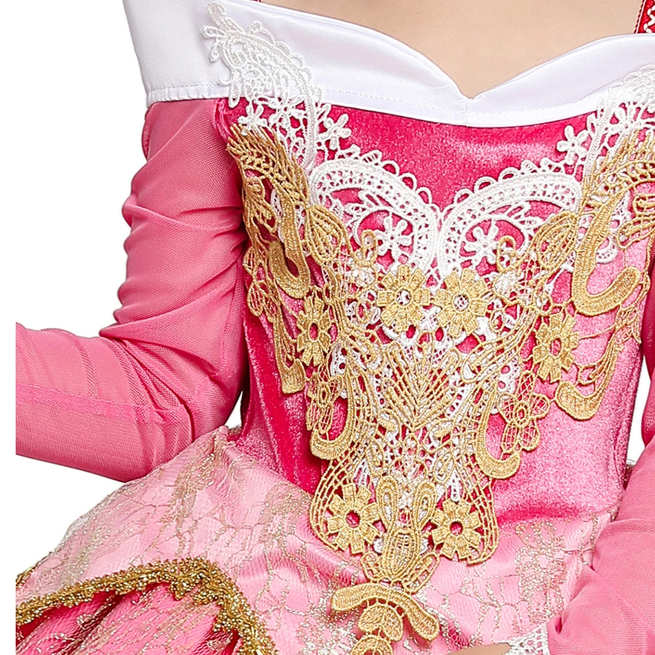 

AEMUAKIDS Sleeping Beauty Princess Aurora Cosplay Costume Lace Long Sleeve Dress For Girls Halloween Birthday Gift