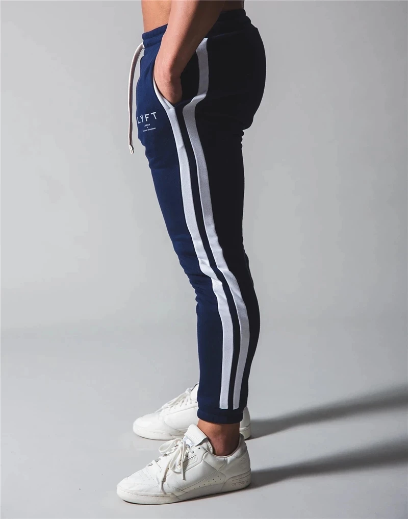 

Side Striped Pants Men Running Sweatpants Bodybuilding Track Pants Gym Fitness Training Sport Trousers Male Cotton Skinny Pants