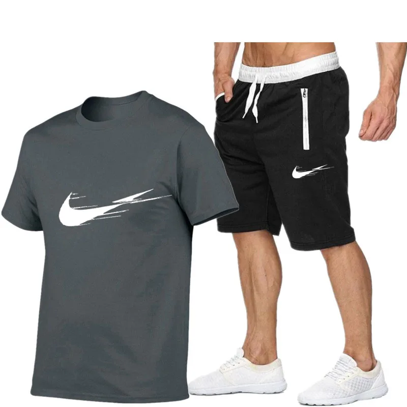 Новинка 2021 летняя мужская спортивная одежда брендовый костюм для фитнеса и бега