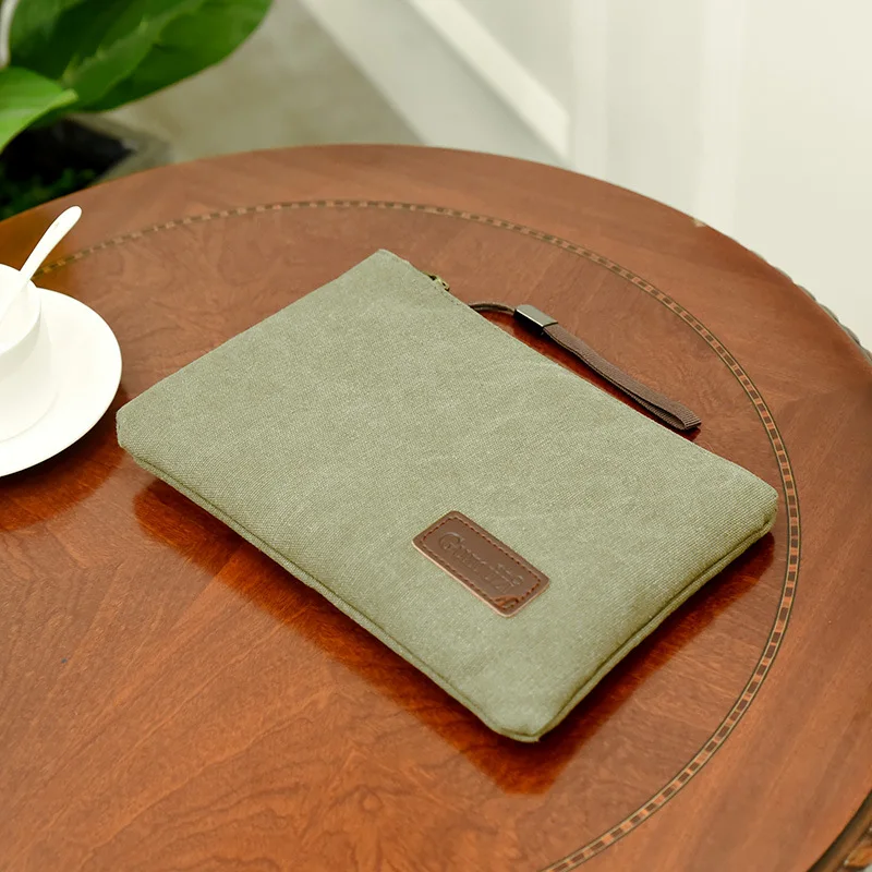 Мужская деловая однотонная Холщовая Сумка конверт износостойкий легкий клатч