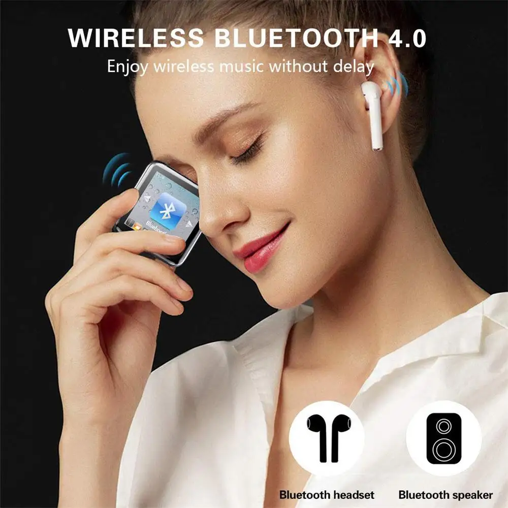 Мини MP4 плеер с клипсой Bluetooth 4 2 спортивные часы mp4 видеоплеер сенсорным экраном HiFi