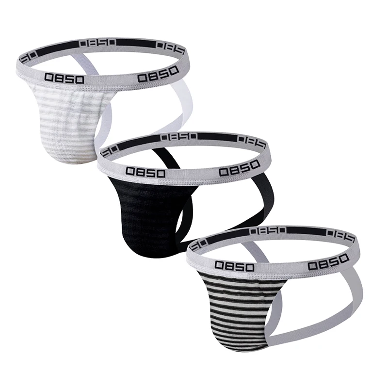 Мужские трусы джоки из хлопка темно синие танга с карманом для пениса Тонги