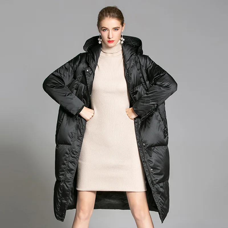 White Korean Jacket Hooded 90% Duck Zipper Thick Women Coats Jackets Warm Woman Down Parka