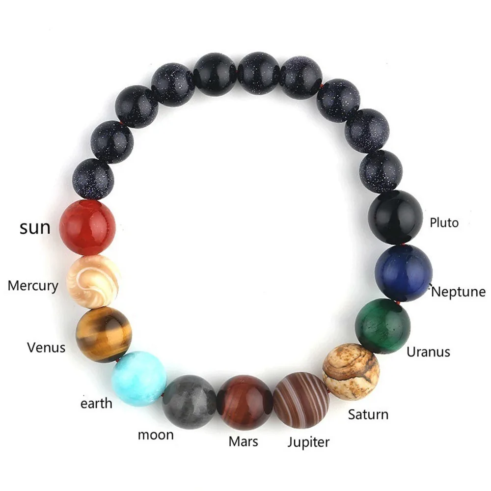 

Lovers Eight Planets Natural Gemstone Bracelet Cosmic Chakra Guardian Planet Bead Bracelet For Men's and Women's Couple Jewelry