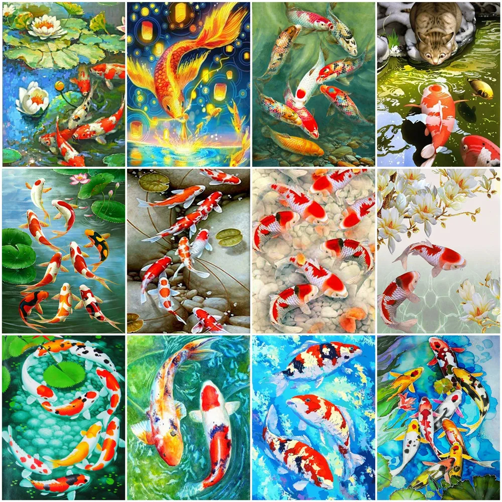HUACAN Paint By Numbers Fish Animal Drawing On Canvas HandPainted Painting Art Gift DIY Pictures By Number Home Decor