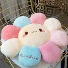 Подушка в форме радужного подсолнуха с милым лицом, мягкая длинная плюшевая подушка в форме улыбки, цветка, сиденья, стула, напольный коврик, домашний декоративный игровой коврик, гнездо для домашних животных