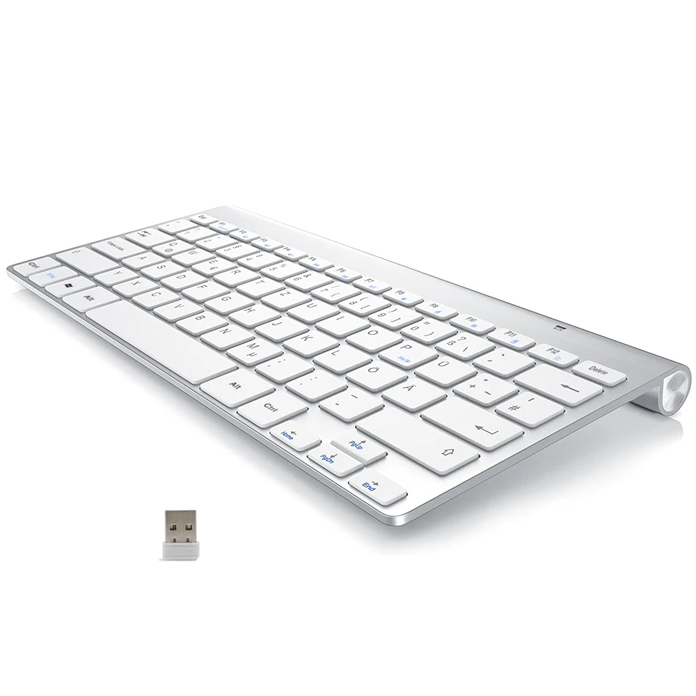 

Ultra Slim German Wireless Keyboard 2.4G Deutsche Multimedia Keyboard Low Noise for Laptop for Windows 7 10 Android TV Box