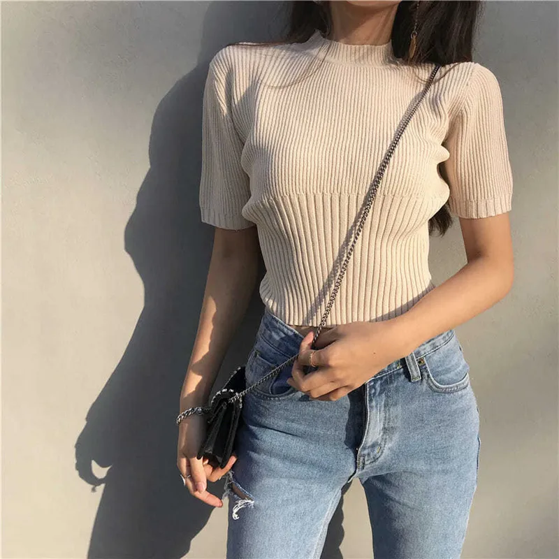 

RUGOD 2021 spring simple solid basic t-shirt causal fashion all-match shirt early spring all-match solid shirt 2021 new tops