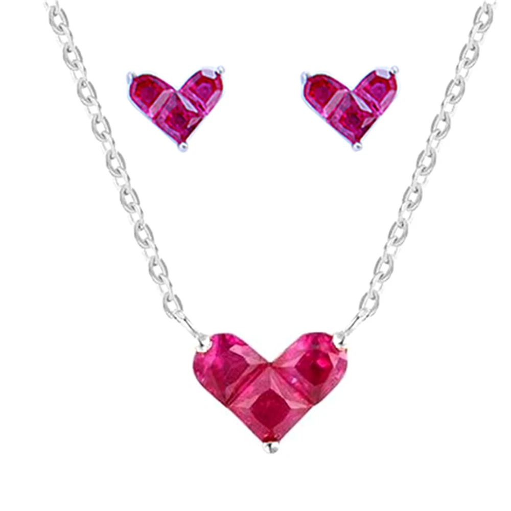 Модные хрустальные африканские Ювелирные наборы Серебряная цепочка сердце