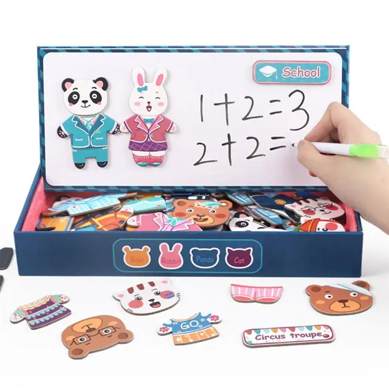 

1 Set Educational Magnetic Puzzle Toy Kids Wooden Jigsaw Funny Dressing Puzzles