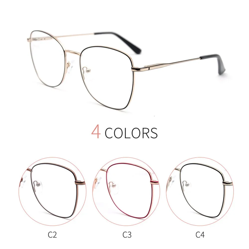 

KANDREA 2020 New Women Oversized Frame Eyeglasses Female Metal Round Optical Glasses Clear Lens Eyewear Lady Computer Spectacles
