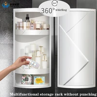 60cm bathroom accessories 360 degree rotating wall mounted multi function shelf shampoo cosmetics kitchen household storage